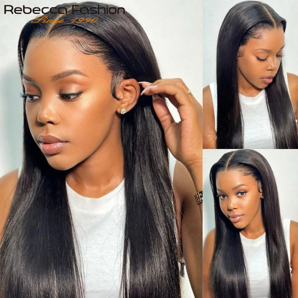 180D 16"-32" Short Straight Human Hair Wigs Transparent Lace Front Wigs Pre Plucked Brazilian Straight Lace Front Wigs For Women