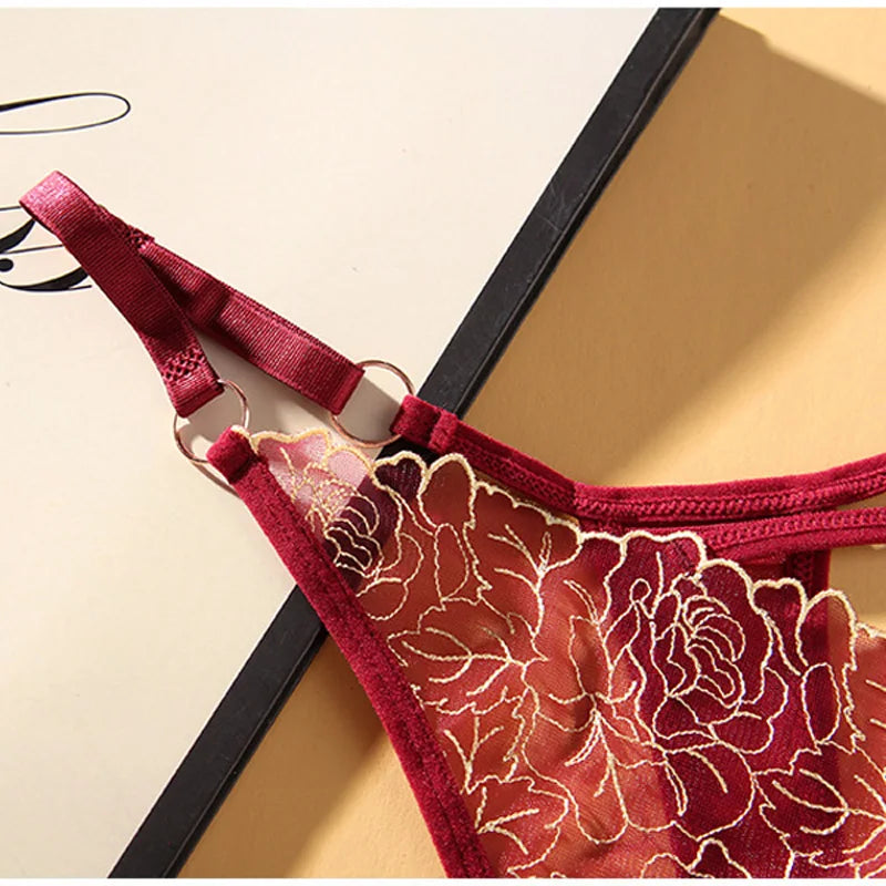 Women's Underwear Sexy Panties Floral Lace Trim G-String Panties Transparent Mesh Thongs Underwear Lingerie Femme Style