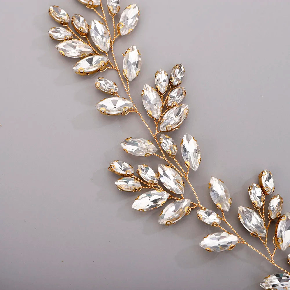 Gold Wedding Head Jewelry Red Bridesmaid Headpieces Blue Handmade Rhinestone Headband Bridal Hair Accessories Tiaras For Women