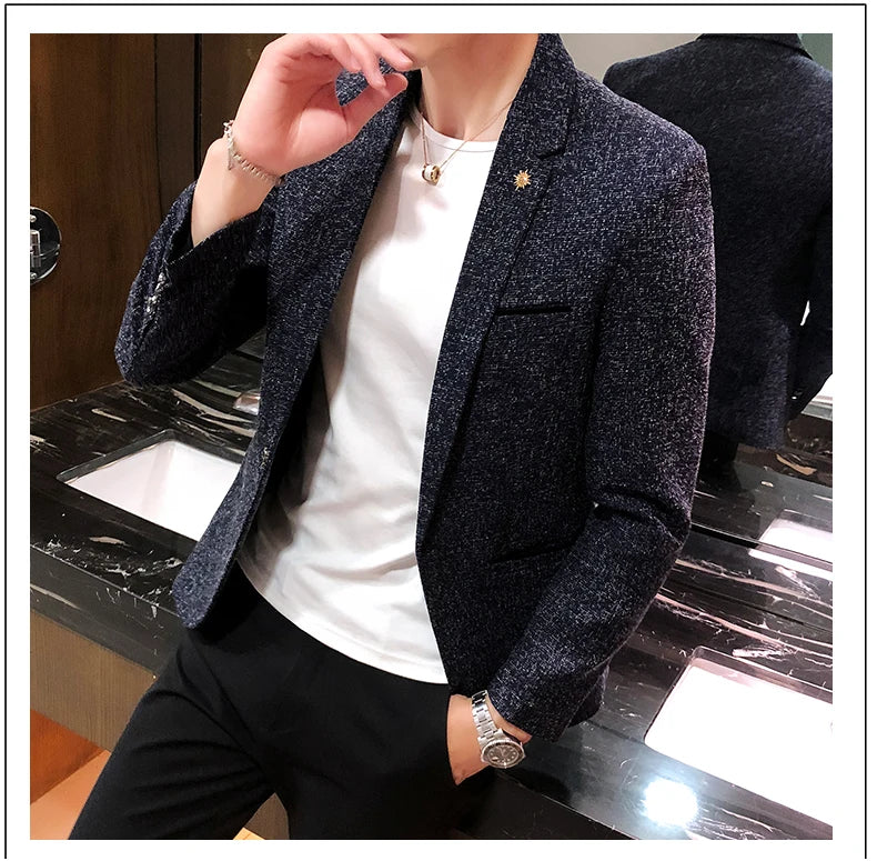 Men's Retro Casual Suit Jacket Blazers Business Formal Linen Suit Jacket High-quality Club Dress Formal Jacket Plus Size 4XL-M