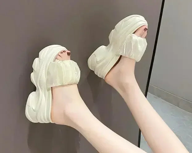 NEW Women Summer Chunky Sandal Platform Slipper 9CM High Heels Ladies Hollow Out Slides Beach Flip-Flop Woman Sandalias De Mujer