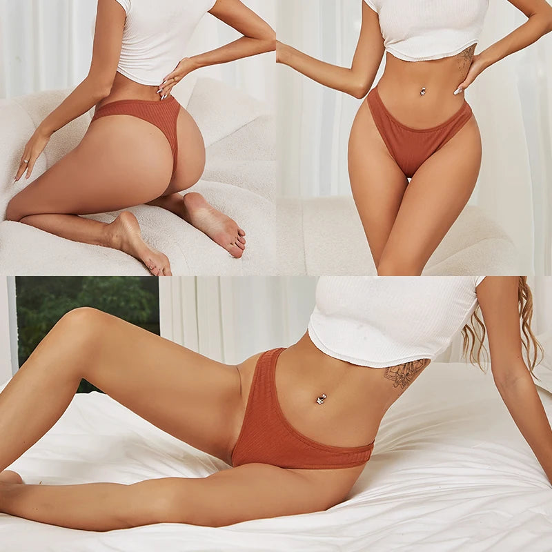 FINETOO 5PCS Sexy G-string Cotton Women Lingerie Panties Thong Female Underwear Sexy Pantys Underpant Girl Intimates Thongs S-XL