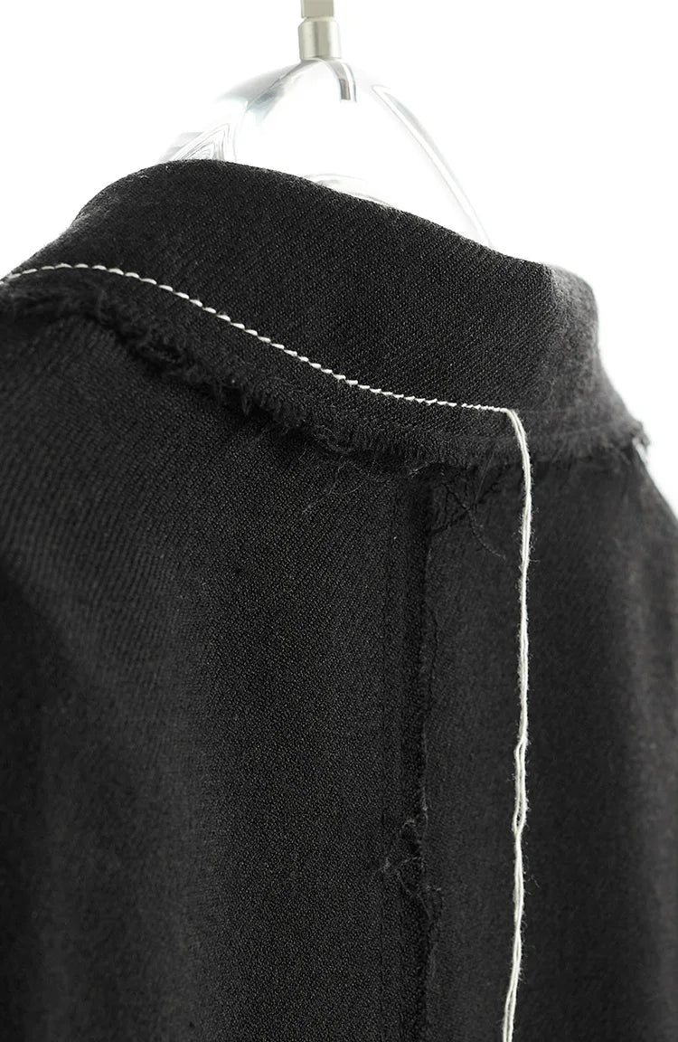 Custom Fabric Designer Style~Mysterious Black Blazer, Faux Two-Piece Fringed Oversized Jacket, Women's Casual Loose Top, New Spring 2026 Collection