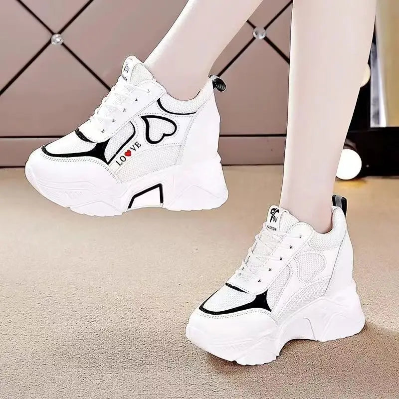 High Quality Women Platform Sneakers  Chunky Woman Casual Dad Shoes Basket Female Fashion Sport Mesh Lace Up Shoes 2024