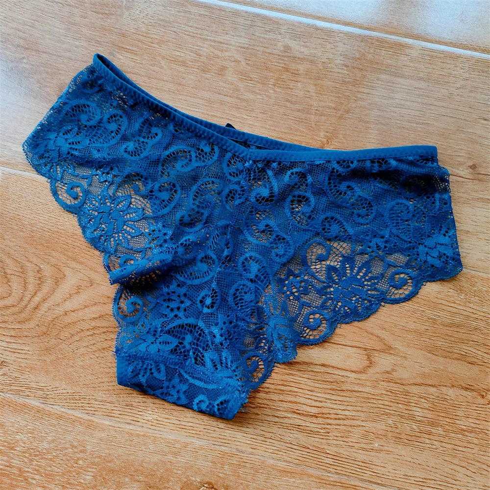 3Pcs/Set Sexy Panties Women Perspective Lace Underwear Hollow Out Breathable Briefs Cute Bow Intimates Lingerie Ladies Underpant