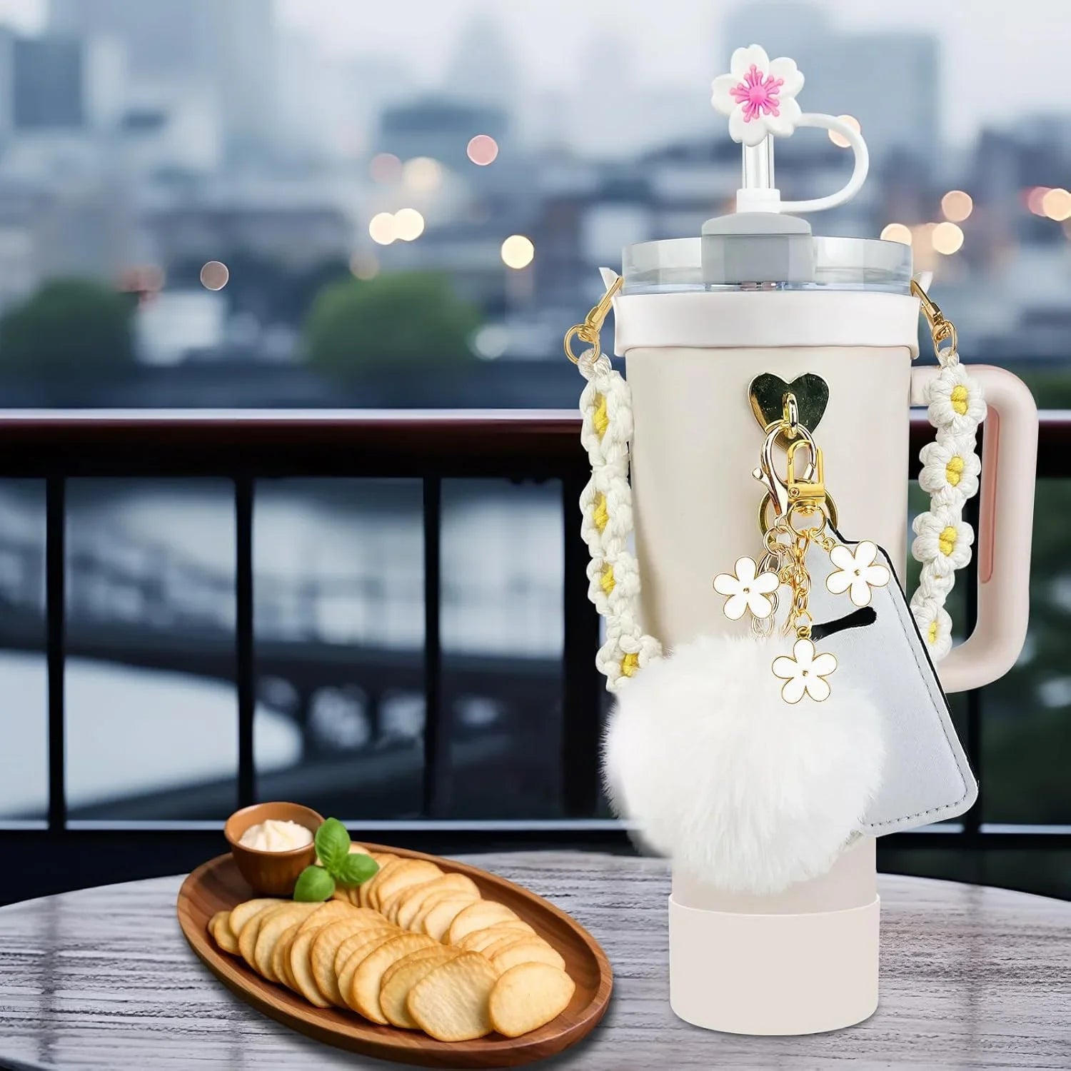 12PCS Accessories for Stanley Cup 30oz 40oz Tumbler Water Bottle Handle Strap Straw Toppers Keychain Charms Silicone Cup Boot