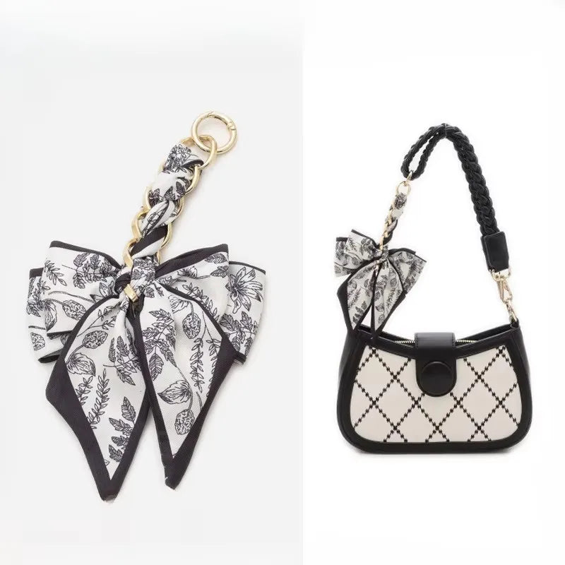 Womens Bag Extension Chain Bow Tie Bag Backpack Strap Hanging Chain Strap DIY Bag Chain Fashion Funny Black Color Simple Pendant