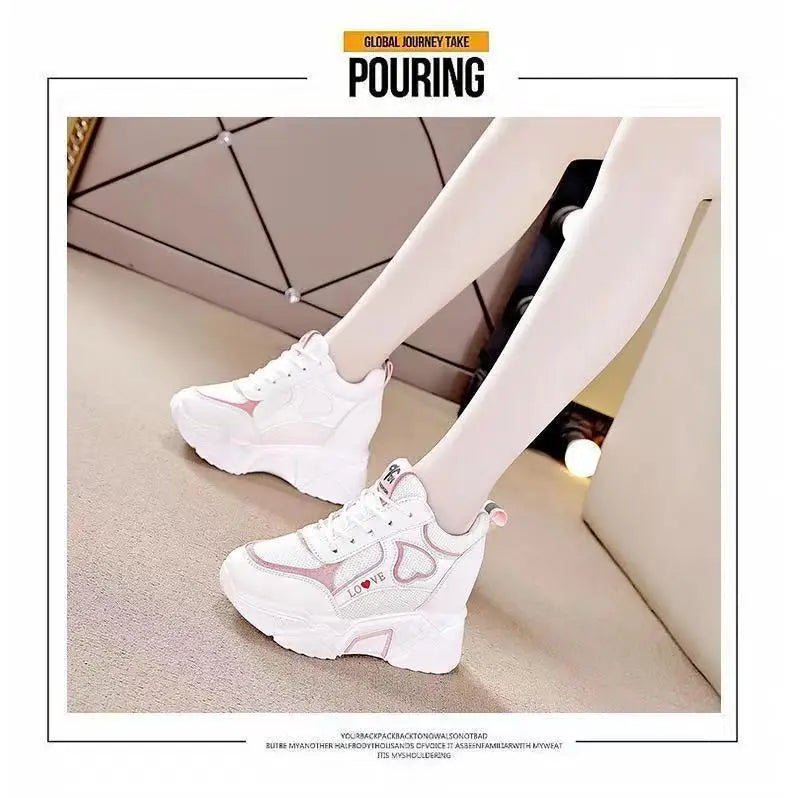 High Quality Women Platform Sneakers  Chunky Woman Casual Dad Shoes Basket Female Fashion Sport Mesh Lace Up Shoes 2024