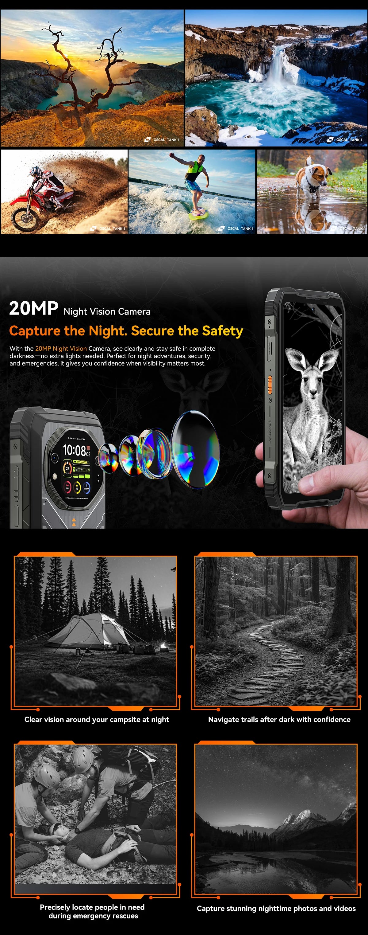 Blackview OSCAL TANK 1 5G Rugged Smartphone,20000mAh/55W, 6,78" FHD+ 120Hz Display, MTK7050,Android Camera,IP68/IP69K/GPS/NFC