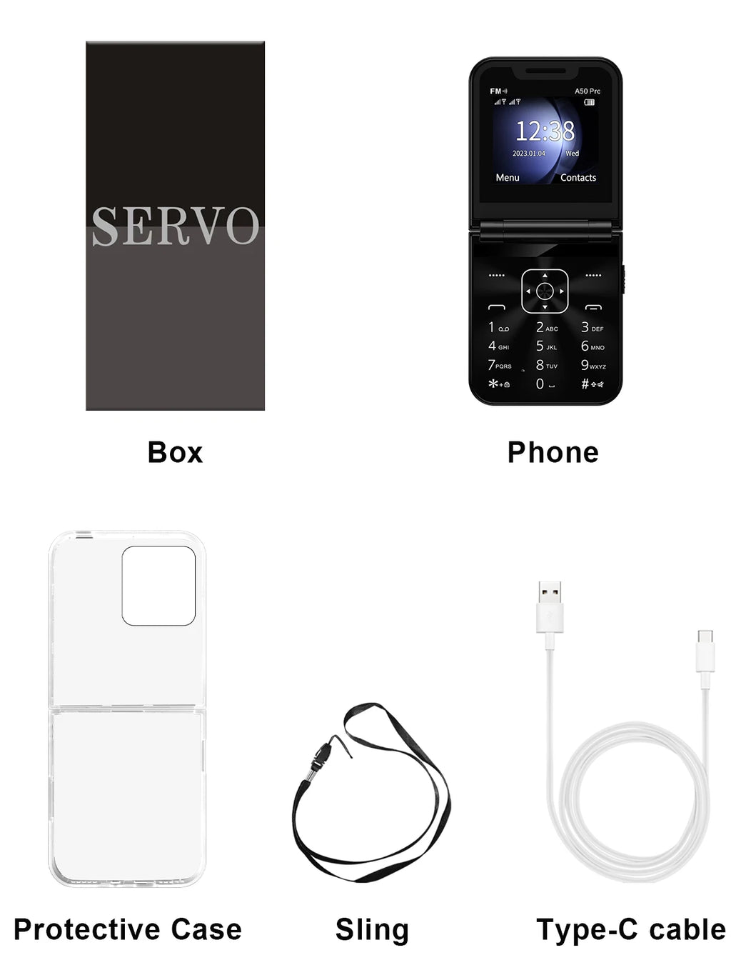 SERVO A50 PRO Flip Mobile Phone 2G GSM 2.4" Display Auto Call Recorder Speed Dial 2 SIMs Foldable Telephones Official Authentic
