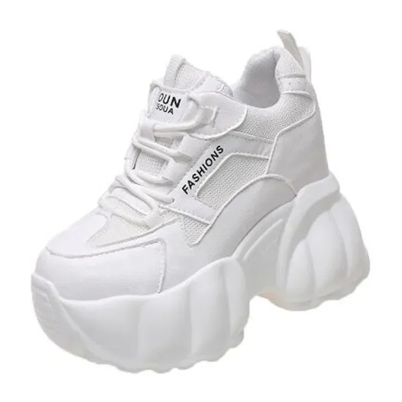 NEW Women Chunky Sneakers Internal 11CM High Platform Breathable Mesh Shoes Ladies Wedges Casual Shoes For Woman Sports Dad Shoe