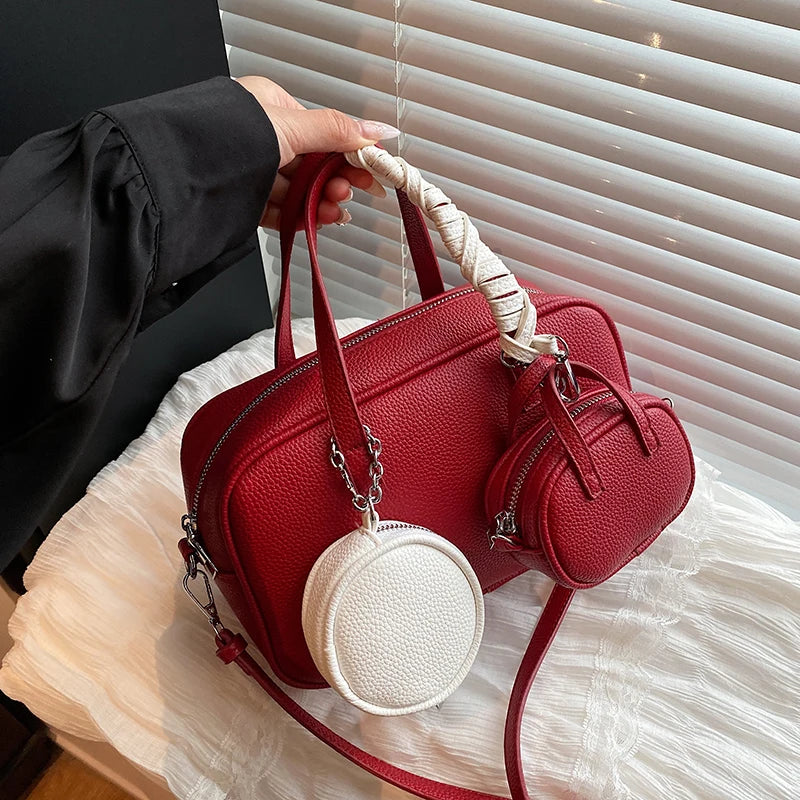 Casual Handbag 3-IN-1 Fashion Brand Messenger Bags for Women Pu Leather Crossbody Bag Lady Totes Large Capacity Travel Bag