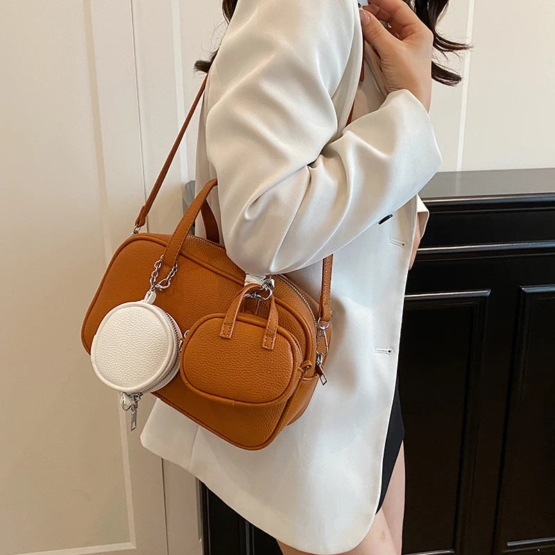 Casual Handbag 3-IN-1 Fashion Brand Messenger Bags for Women Pu Leather Crossbody Bag Lady Totes Large Capacity Travel Bag