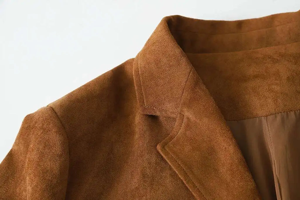 [LANMREM] Vintage Blazers For Women Notched Single Breasted Long Sleeve Office Lady Loose Jackets 2025 Autumn New 26D9821