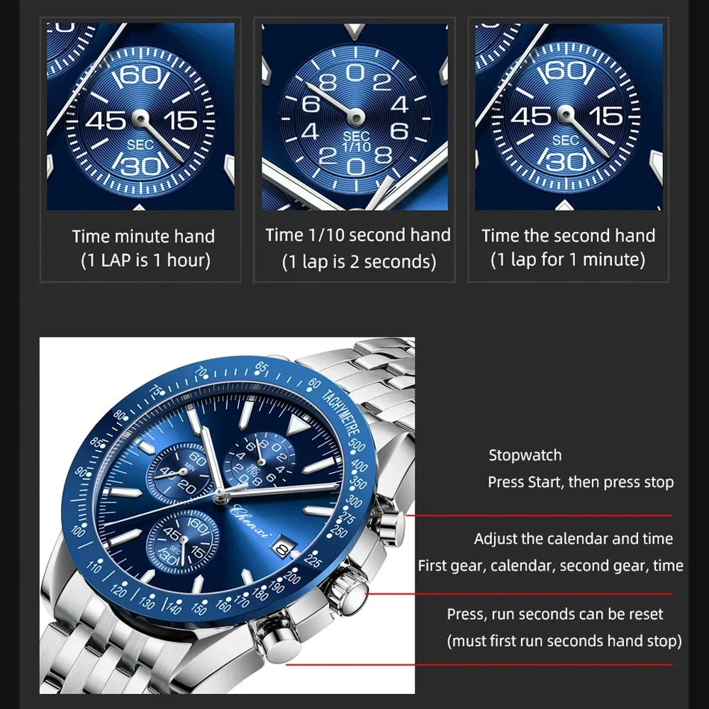 CHENXI Top Luxury Brand Men's Quartz Watch Series Waterproof Stainless Steel Elegant Wristwatch Classic Design for Gentlemen