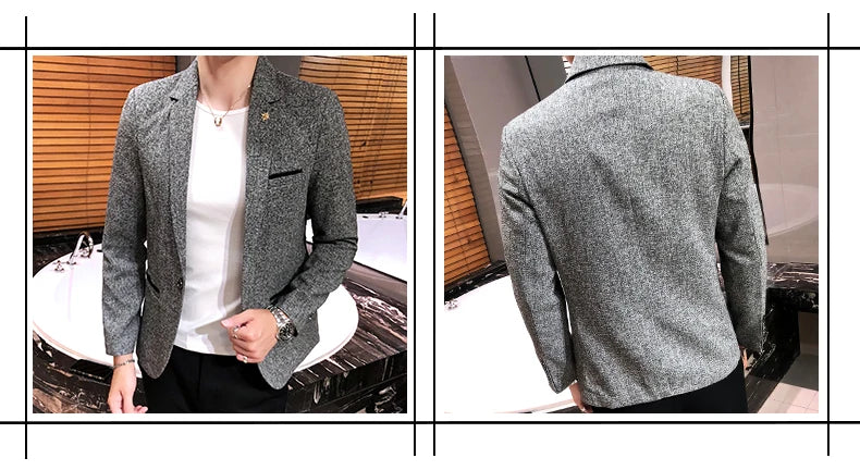 Men's Retro Casual Suit Jacket Blazers Business Formal Linen Suit Jacket High-quality Club Dress Formal Jacket Plus Size 4XL-M