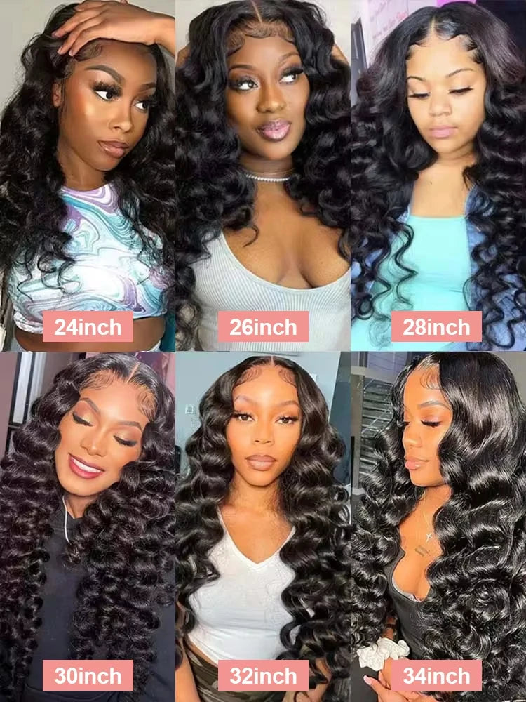 Lakeisha High Density Loose Wave HD 13x6 Lace Front Wigs Human Hair Black Raw Brazilian Deep Curly 40 Inch 13x4 Lace Frontal Wig