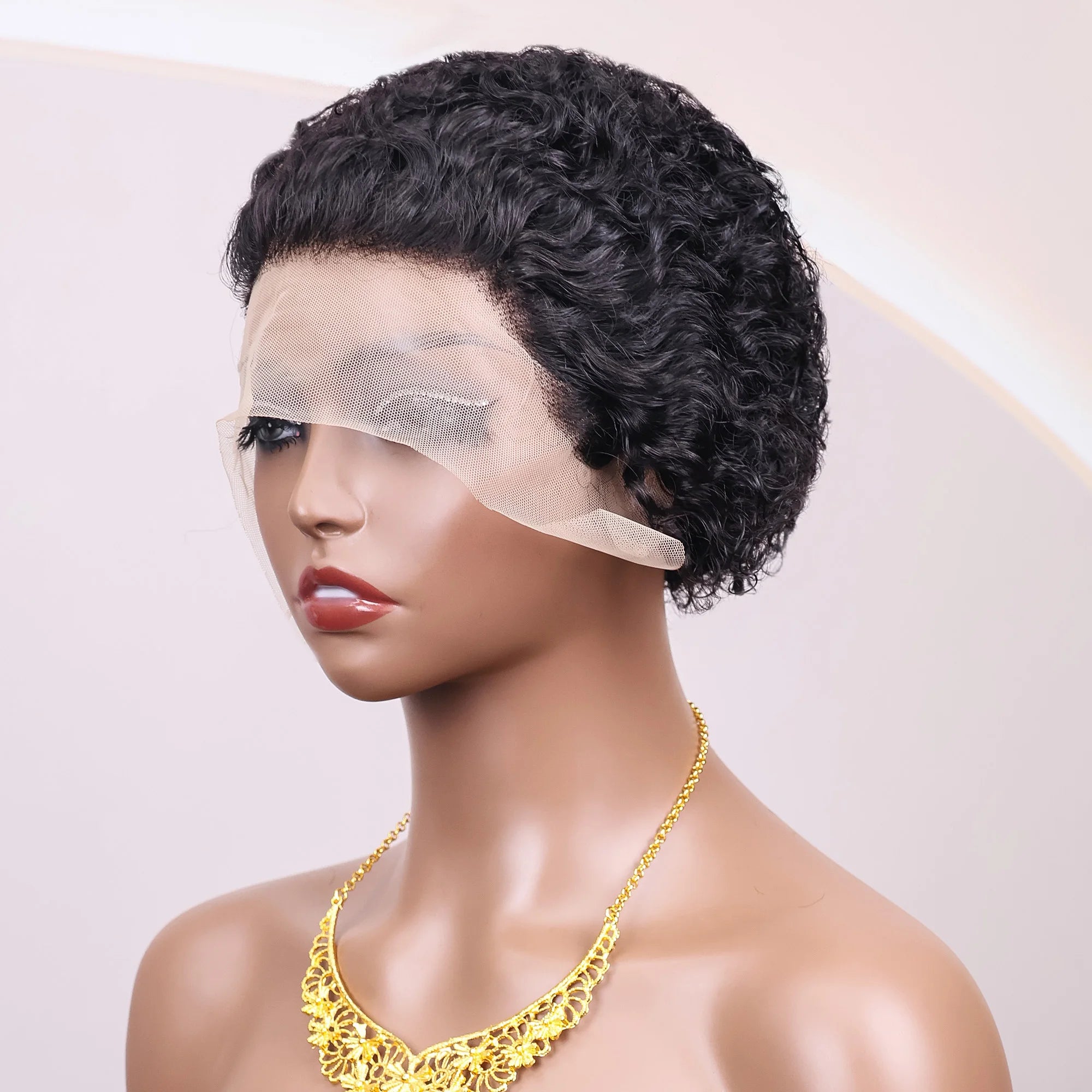 Pixie Cut Wigs Human Hair Short Curly Lace Front Human Hair Wigs Brazilian 13x1 Transparent Lace Wigs  Water Wave Bob Wig