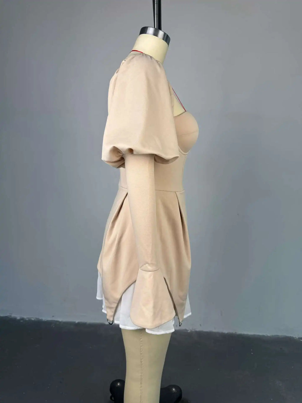 Dress Women Sexy Mini Dresses Irregular Folds Patchwork Puff Sleeve Square Collar Above Knee 2025 Summer Party A Line Vestidos