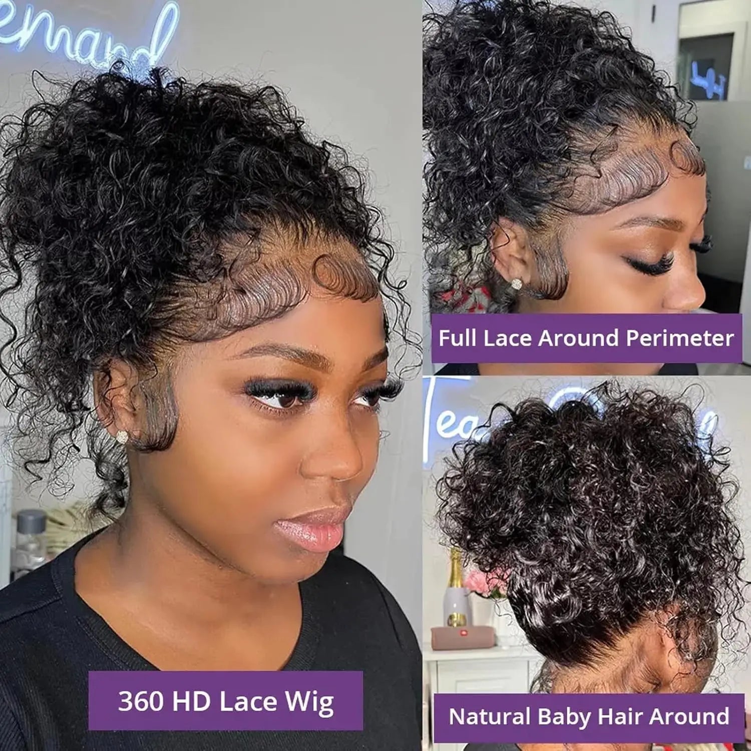 Deep Wave Invisible Strap 360 Full Lace Wig Curly Human Hair Adjustable Drawstring Hd Lace 360 Glueless Wig Brazilian Water Wave