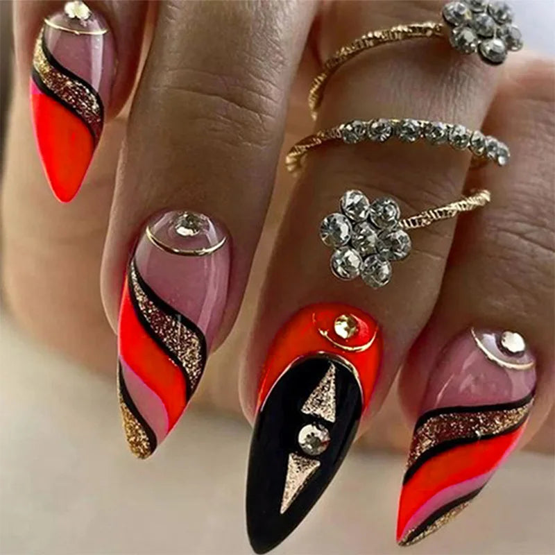 24Pcs Ballet False Nails Long French Press on Nails with Flower Design Wearable Coffin Fake Nail Pink Bow Design Manicure Tips