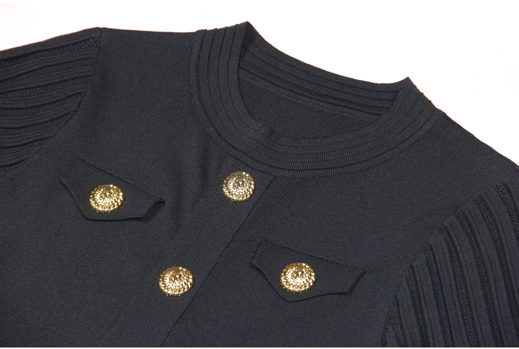 SML Spot 2024 European and American Summer New Fashion High Quality Knitted Round Neck Slim Slim A-Line Dress Women