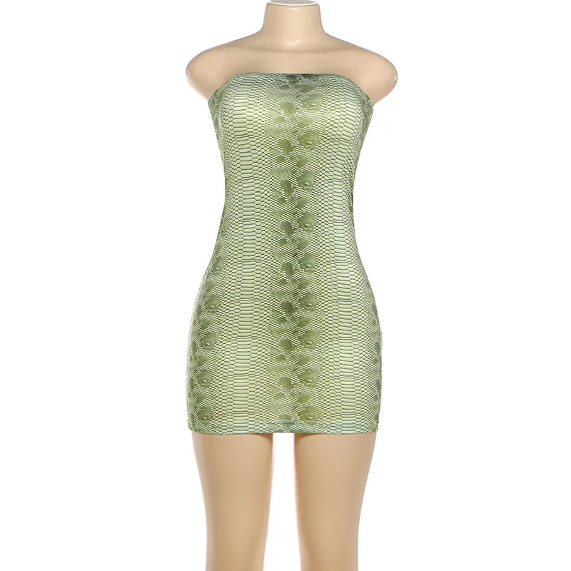 FAGADOER Sexy Serpentine Print Patchwork Bodycon Mini Dresses Woman Sleeveless Backless Dress Hot Girl Streetwear Vestidos 2026