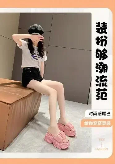 NEW Women Summer Chunky Sandal Platform Slipper 9CM High Heels Ladies Hollow Out Slides Beach Flip-Flop Woman Sandalias De Mujer