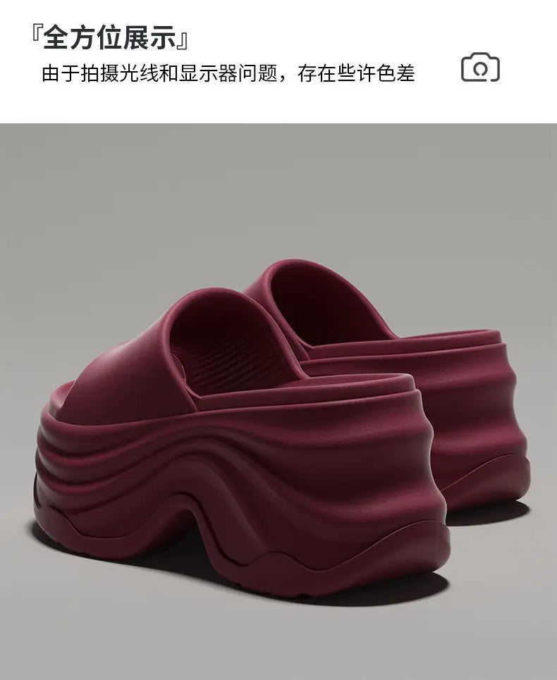 Chunky Platform Slippers for Women Summer 2026 Comfortable Wedge Heels Sandals Woman Solid Non Slip EVA Thick Sole Slides Shoes