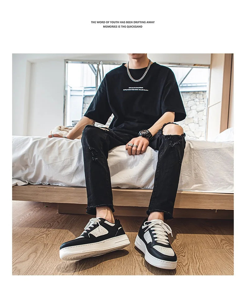 Men's New Breathable Sneakers, Versatile Thick-Soled White Sneakers, Sports Casual Sneakers, Running Shoes