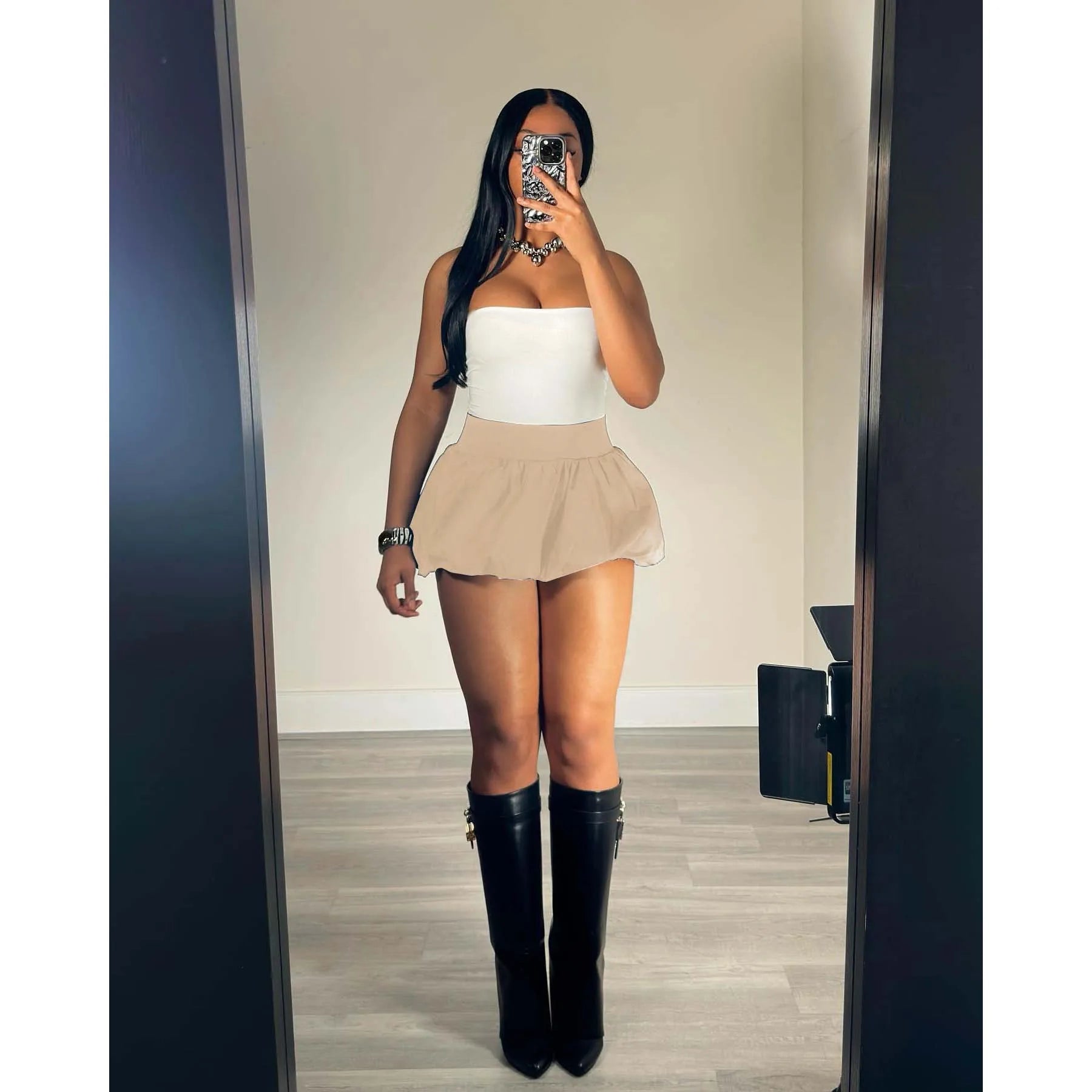 Puff Mini Skirt Cute Sexy Dress Y2K Streetwear 2024 Women Fashion Summer Clothes High Waist Pencil Short Bubble Pleated Skirts