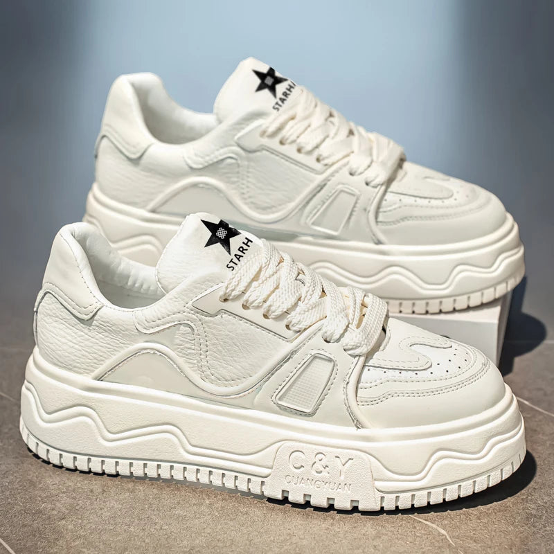 Fashionable Durable Men's Sneakers Casual Sport Shoes Trendy Stream Trudging Shoes Wear-resistant Cotton Ultra-soft Leather