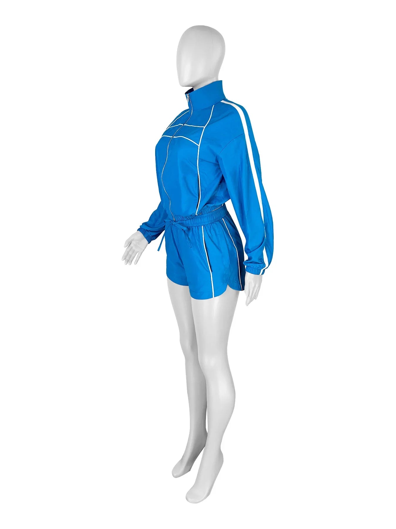 BWQ Women's Set Long Sleeve Jacket + Shorts Suit 2025 Summer Streetwear Active Slim Sporty Two 2 Piece Set Outfit Tracksuit