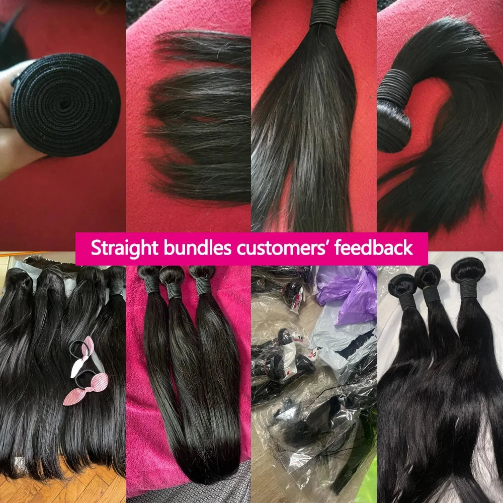 12A Straight Human Hair Bundles 32 Inch Raw Hair Bundles 1/3/4 Pcs Brazilian Human Hair Bundle 3-5 Workdays Delivery For Women