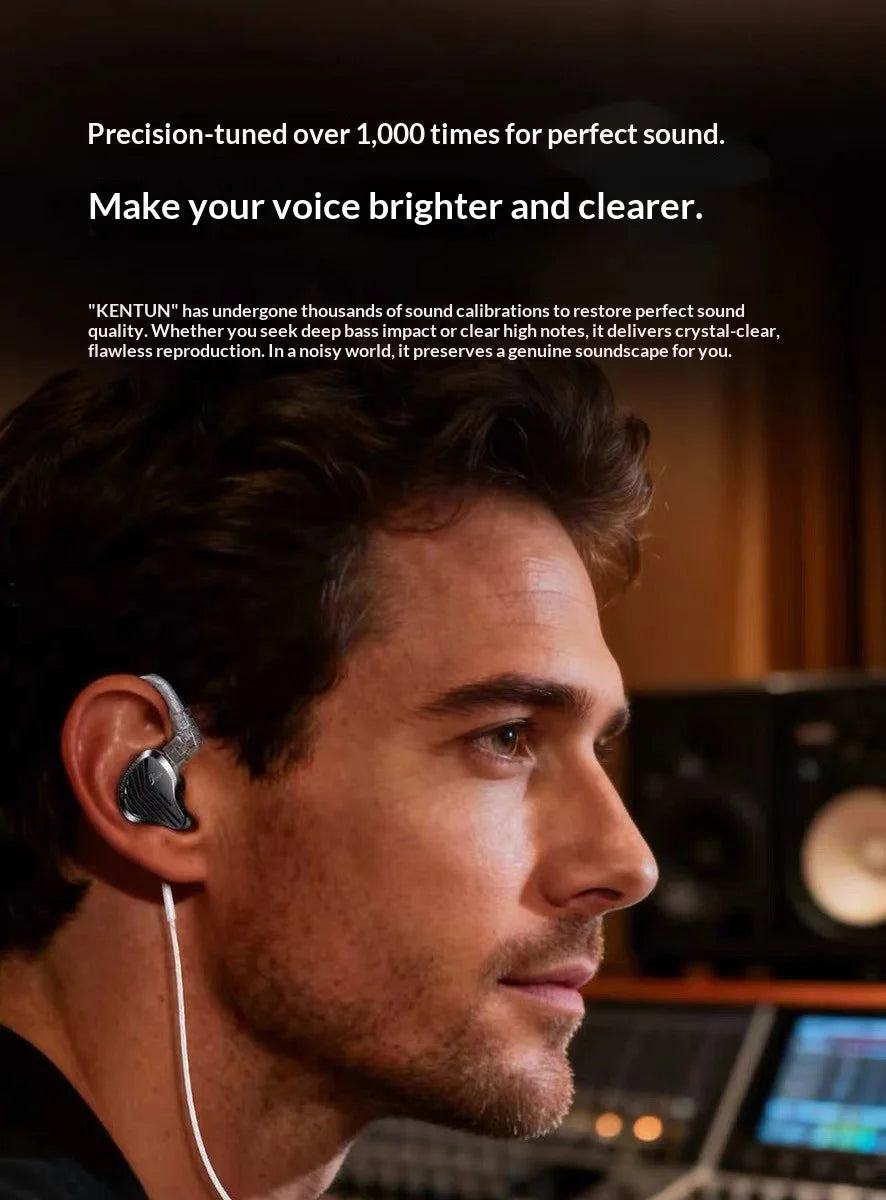 GK KUNTEN Dynamic Drive Headphones HIFI Heavy Bass Earbuds Sports Metal Headphones Detachable Eeadphones 2PIN KZ Zenith ED Gift
