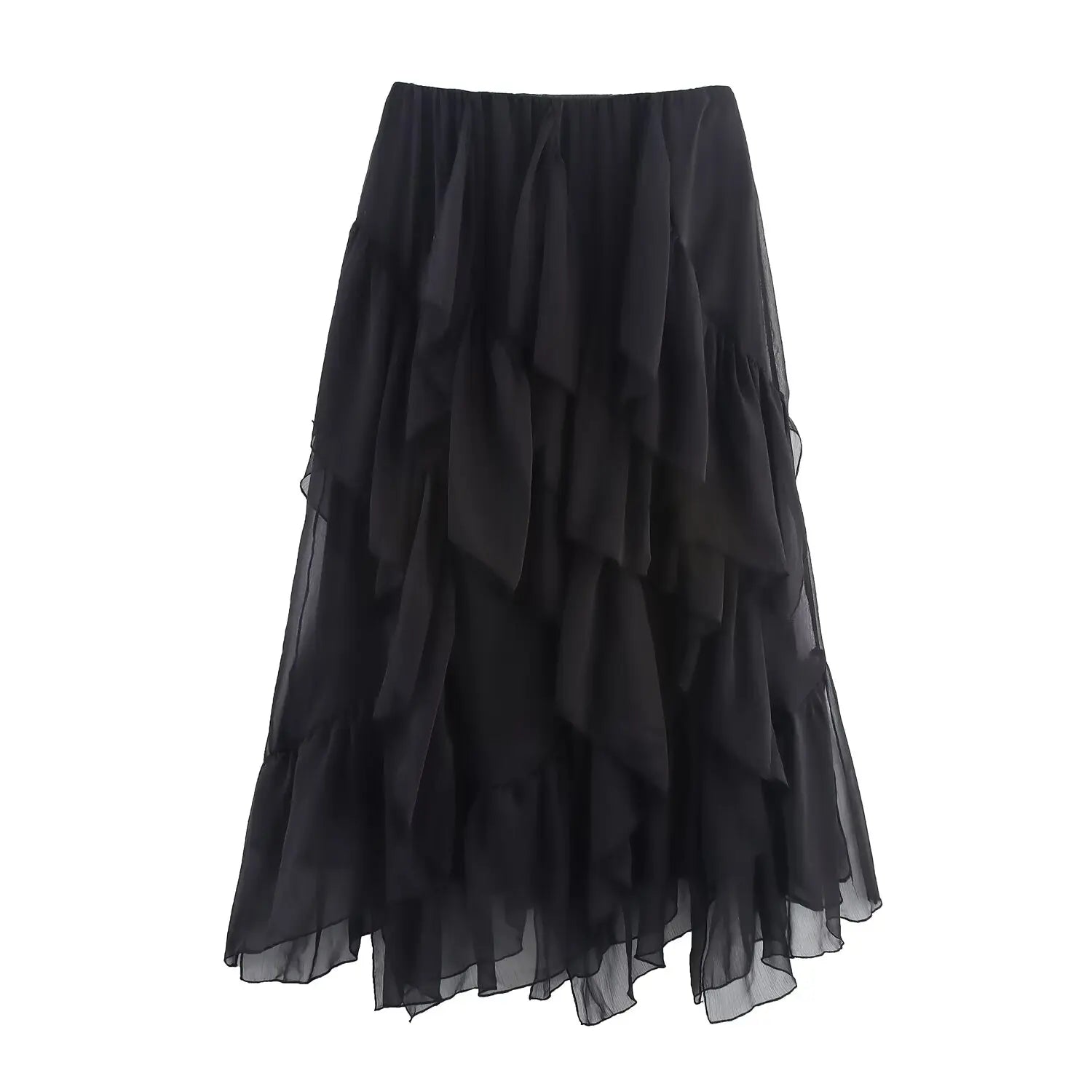 Irregular Ruffles Cake Skirt Pleated Cake Womens Skirt High Waist Faldas Mujer Japan Style Eleganr Skirts Spring Summer 2025