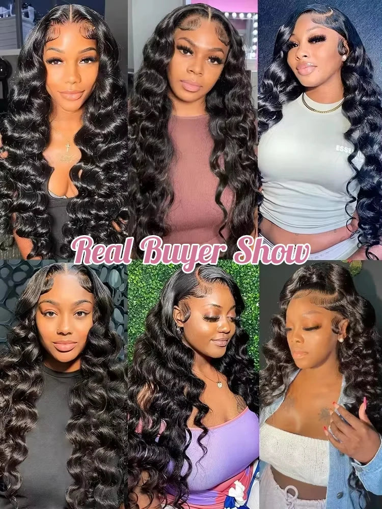 Lakeisha High Density Loose Wave HD 13x6 Lace Front Wigs Human Hair Black Raw Brazilian Deep Curly 40 Inch 13x4 Lace Frontal Wig