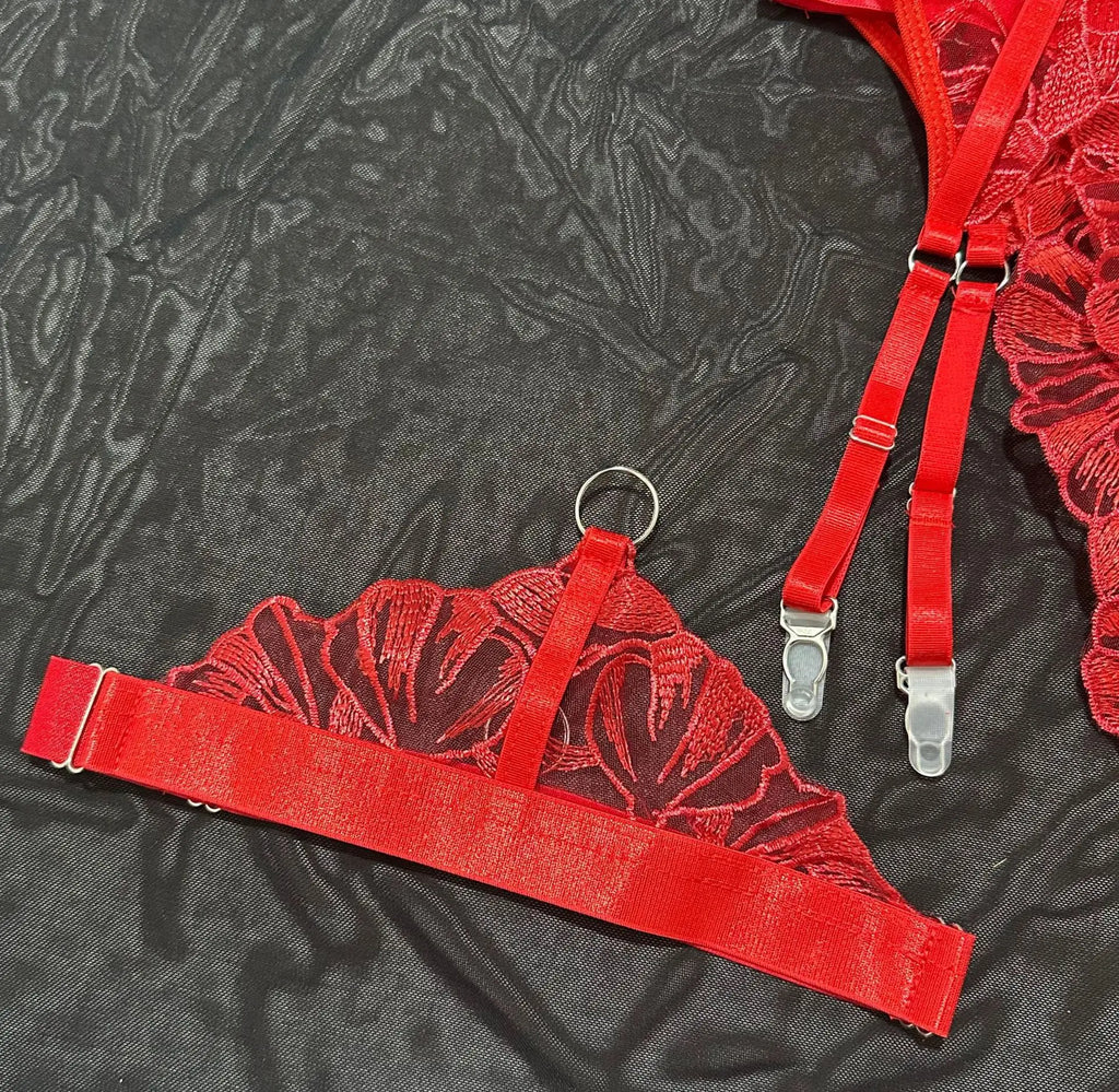 Diccvicc Sensual Lingerie Floral Lace Halter Bra Fancy Garter Set See Through Women Sexy Underwear Fine Exotic Intimate Outfits