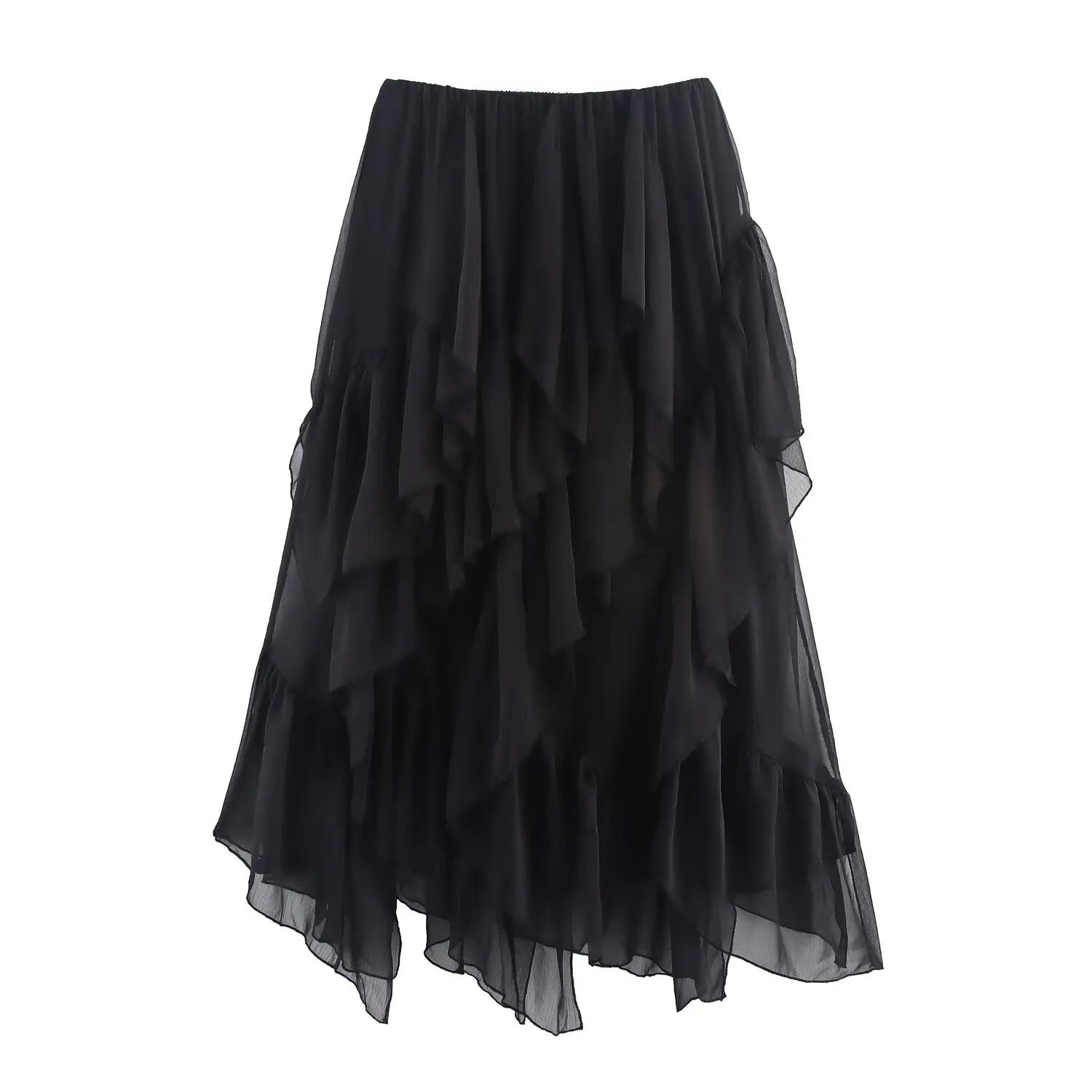Irregular Ruffles Cake Skirt Pleated Cake Womens Skirt High Waist Faldas Mujer Japan Style Eleganr Skirts Spring Summer 2025