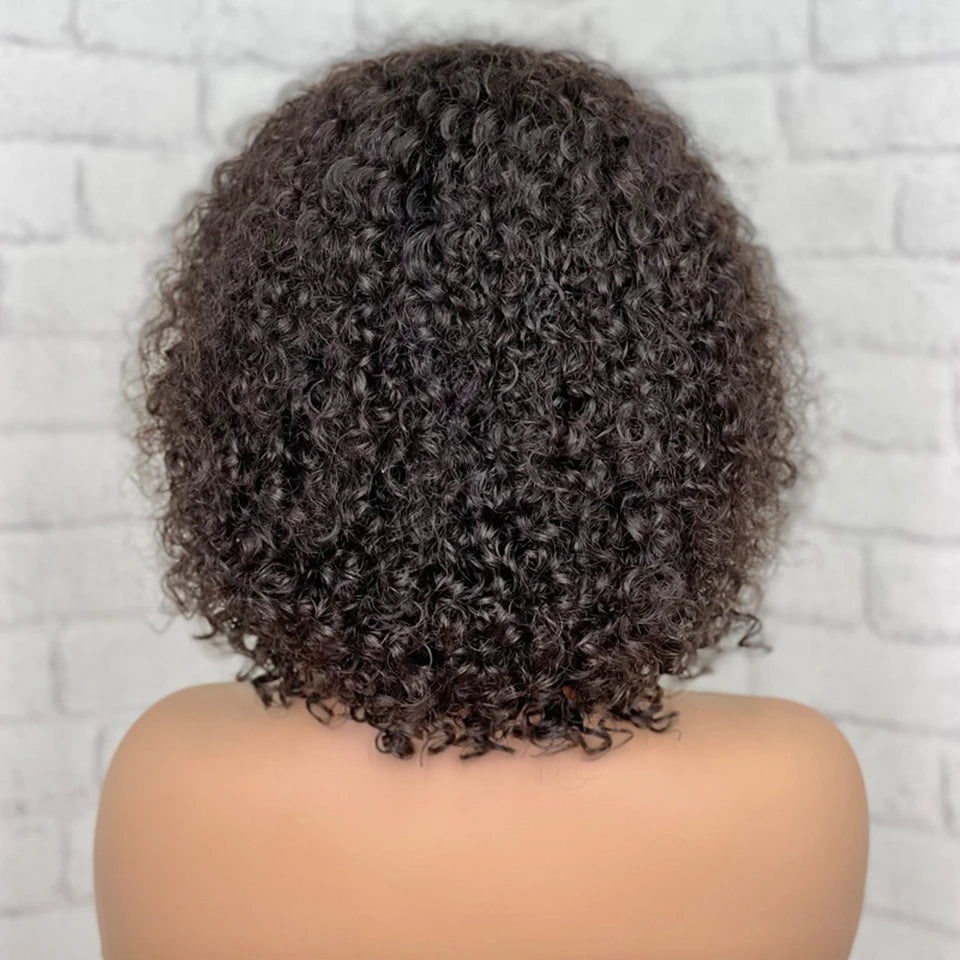 Ginger Jerry Curly Short Pixie Bob Cut Remy Human Hair Wigs With Bangs Honey Blonde Orange Non lace front Wigs For Black Women