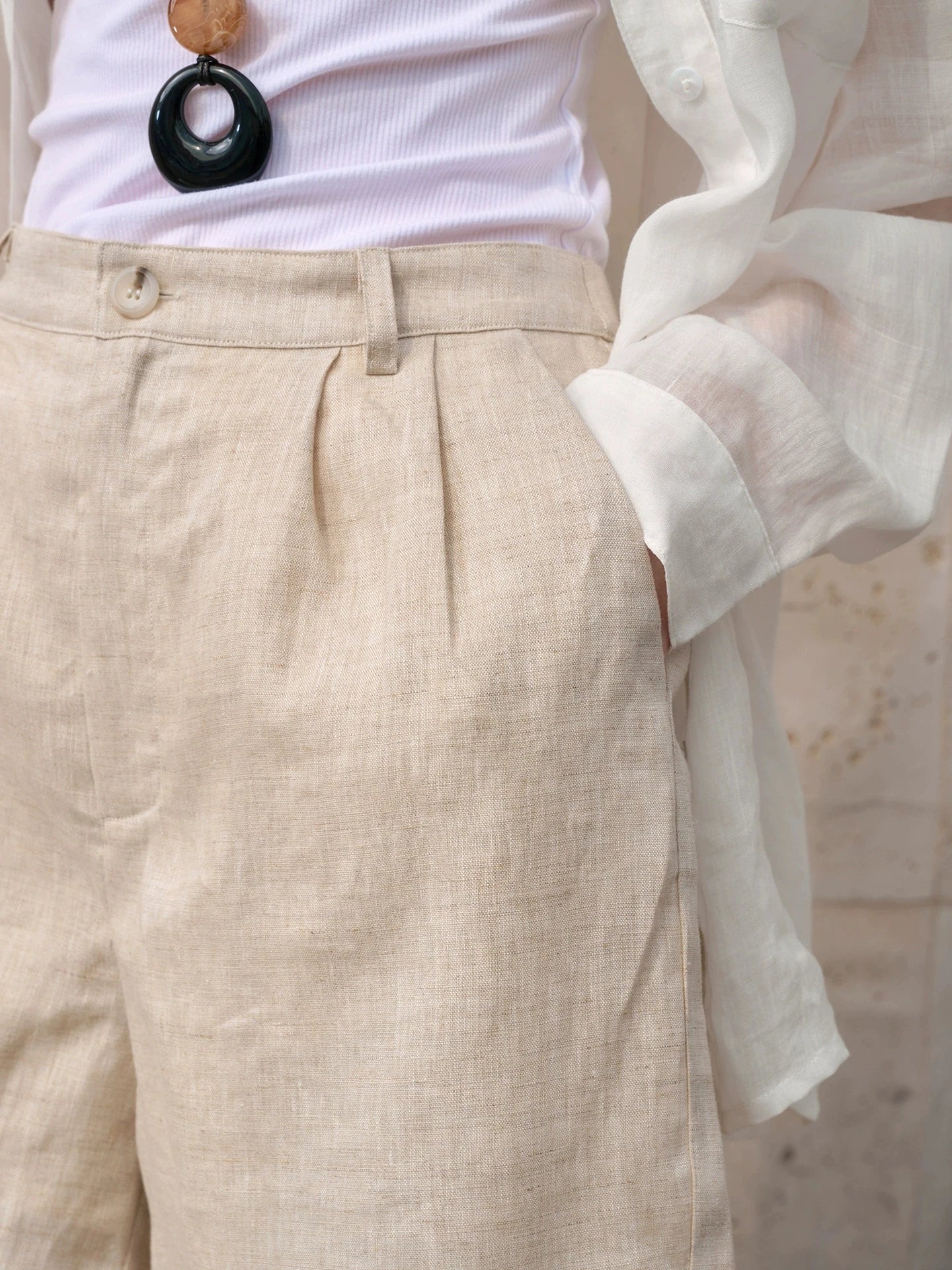 Retro 100% Linen Short Pants Women High Wasit Casual Harajuku Fashion Streetwear White Color Summer Office Lady Female Shorts