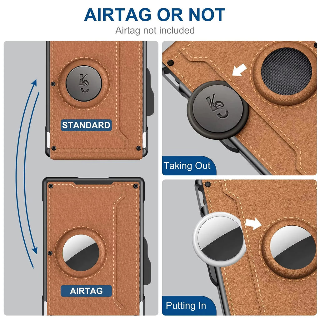 Men's Slim RFID Bifold Leather Wallet with Pop-up Aluminum Money Clip & Card Holder - Minimalist, Stylish, Secure