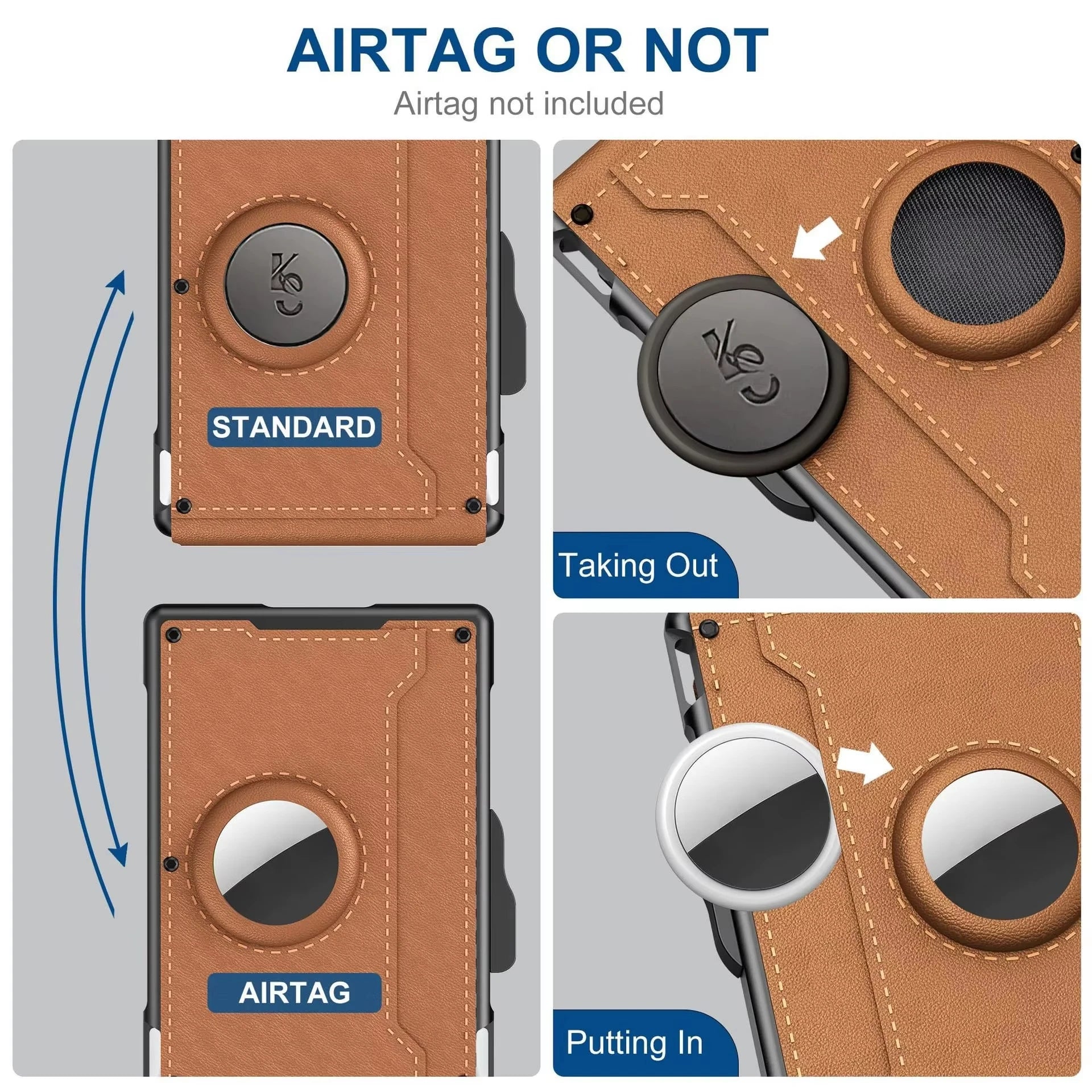 Men's Slim RFID Bifold Leather Wallet with Pop-up Aluminum Money Clip & Card Holder - Minimalist, Stylish, Secure