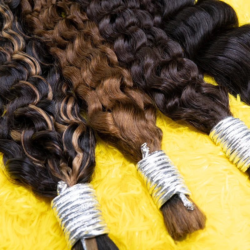 Ginger Virgin Human Hair Bulk For Braiding Extenciones De Cabello Natural Humano Weaving Unprocessed No Water Wave Culry Bulk