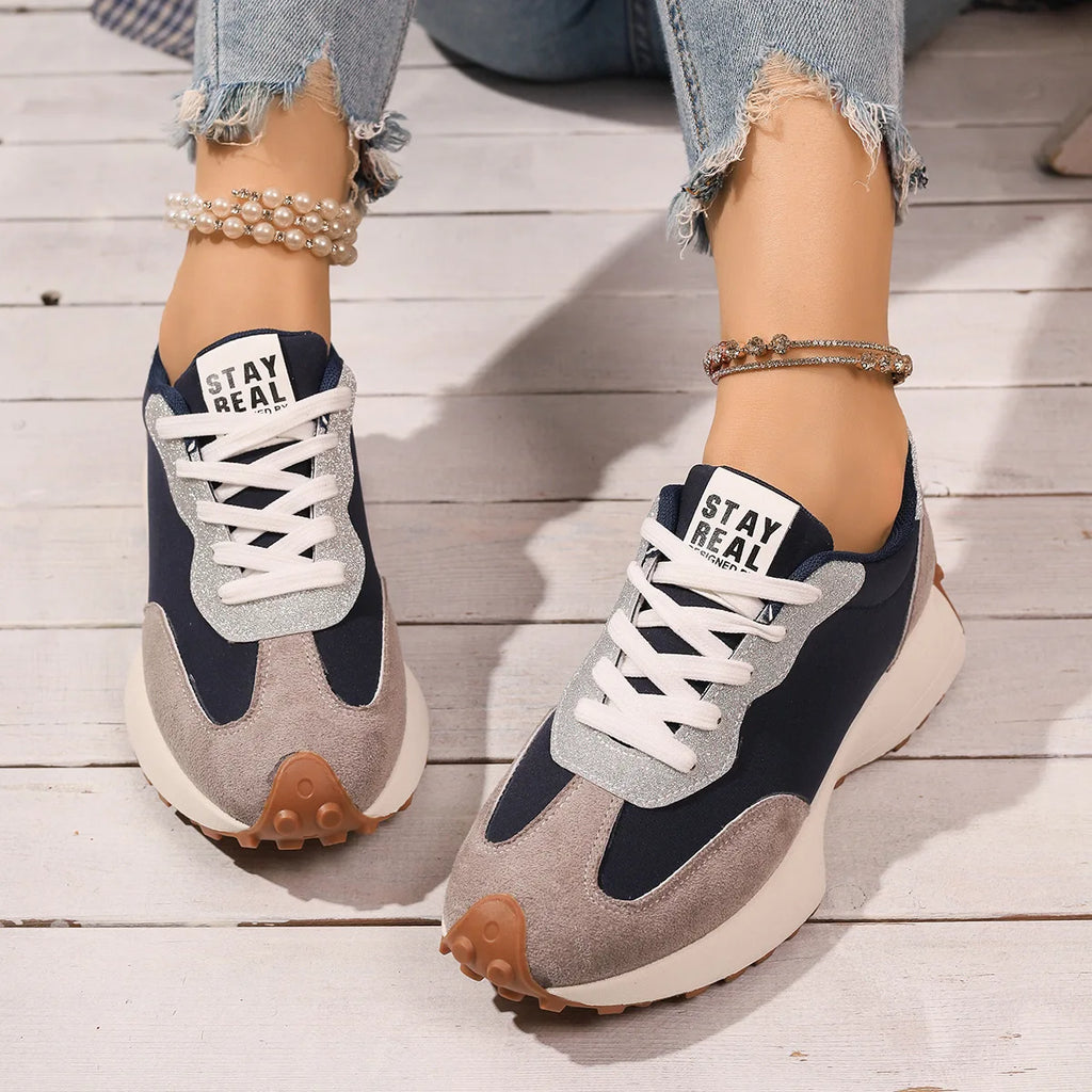 Women Sneakers Causal Walking Shoes Woman 2025 Autumn Fashion Lace Up Sports Platform Shoes Outdoor Non-slip Running Shoes