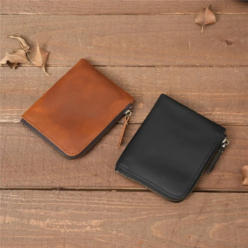 Japan Style 100% Genuine Leather Men Wallet Small Mini Card Holder Male Wallet Pocket Purse Wallet for Men Brown High Quality