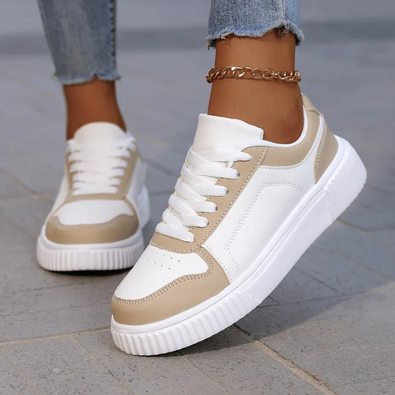 YRZL Women's Shoes Casual Vulcanize Shoes Ladies Classical Flats Walking Women's Sneakers Female PU Leather Sports Shoes Woman