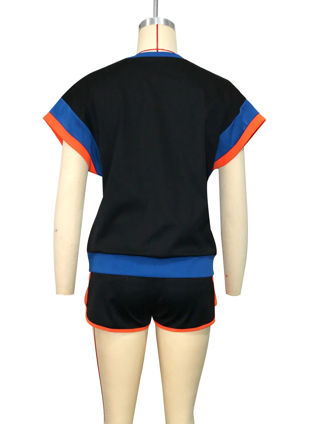 New Patchwork Casual Sporty 2 Piece Sets Women 2025 Summer Trend O-Neck Short Sleeve Tops And Shorts Matching Fitness Tracksuits