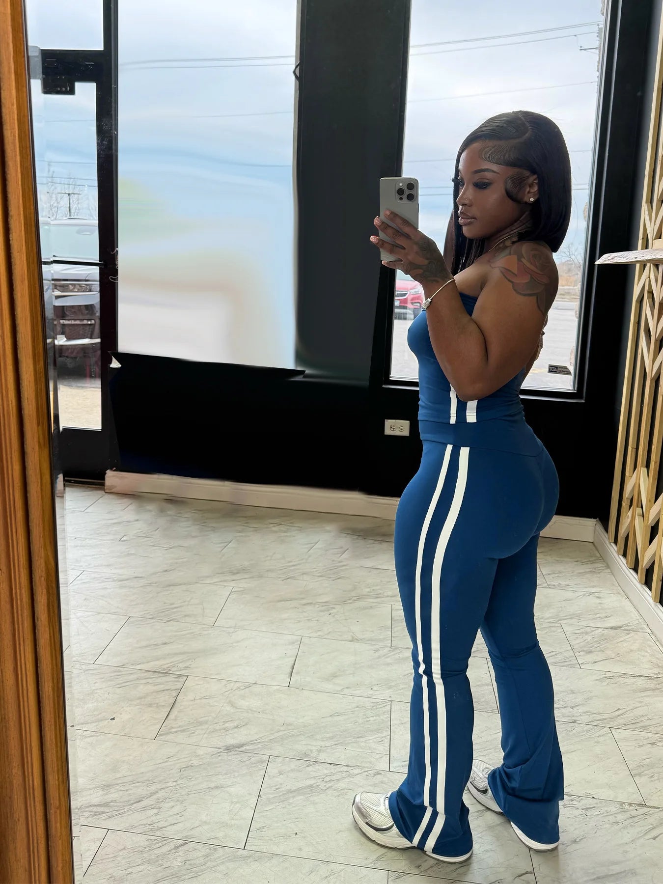 CM.YAYA Women's Set Long Sleeve Cargidan +strapless and Striped Pants Suit Three 3 Piece Set 2025 Street Active Outfit Tracksuit