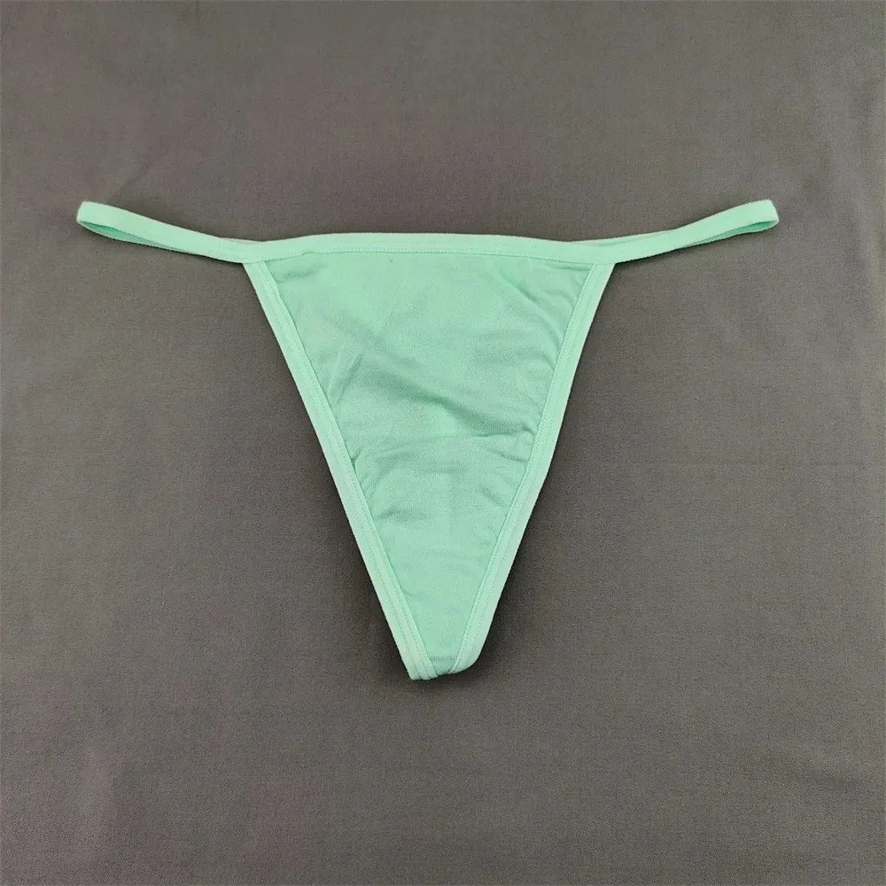 3 PCS Candy Color Cotton T-back Thong Women Pack Low Waist Thin Belt Ladies G-string Underwear Sports Sexy T-Pants
